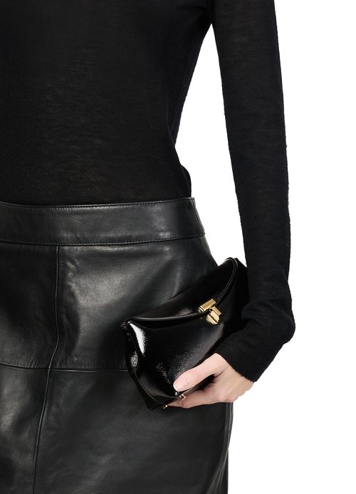 TOTEME Mini T-Lock naplack clutch