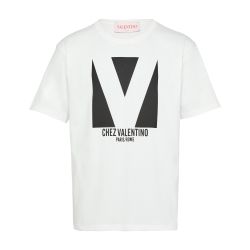 【Valentino/ヴァレンティノ】Garavani T-Shirt With Signatur Cotton T-shirt With Vlogo Signature Patch for Man in White