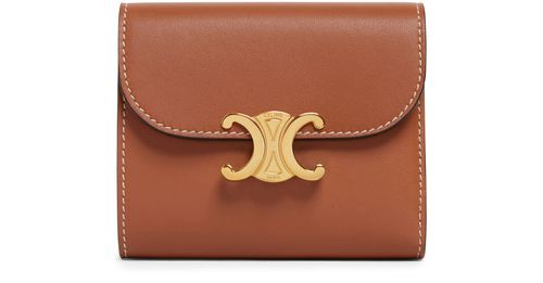 CELINE Small flap wallet in shiny smooth lambskin