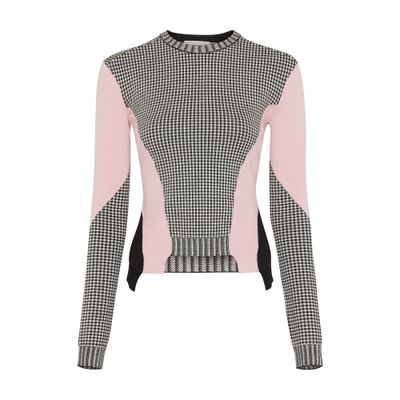 Alexander Mcqueen Black White Pink Wool Pullover In Black
