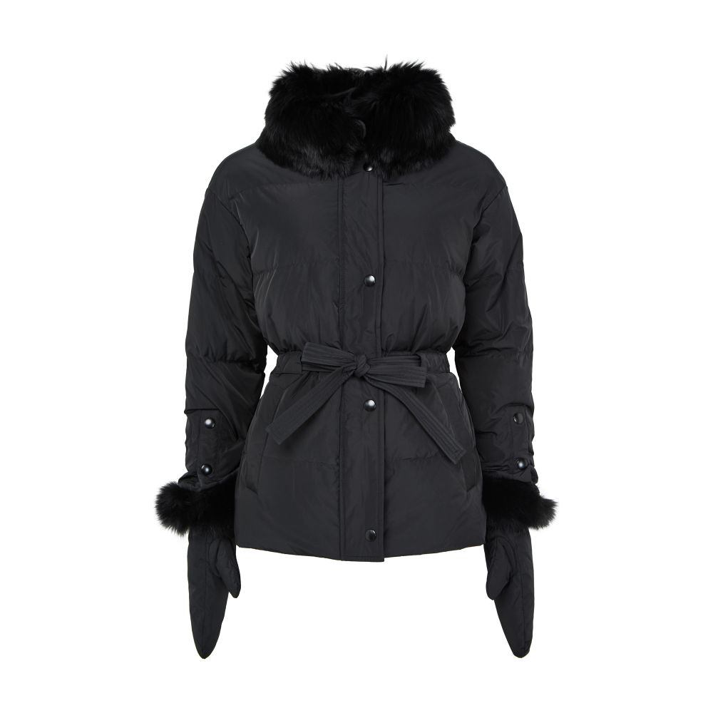 Puffer jacket with a fox fur collar 8
