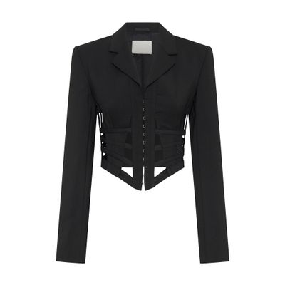 Dion Lee Cage Grosgrain-trimmed Twill Blazer In Black
