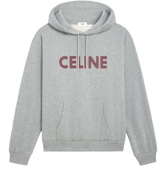 CELINE LOOSE HOODIE IN COTTON FLEECE - BLACK / WHITE