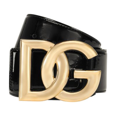 Shop Dolce & Gabbana Patent Leather Belt With Dg Logo In Black