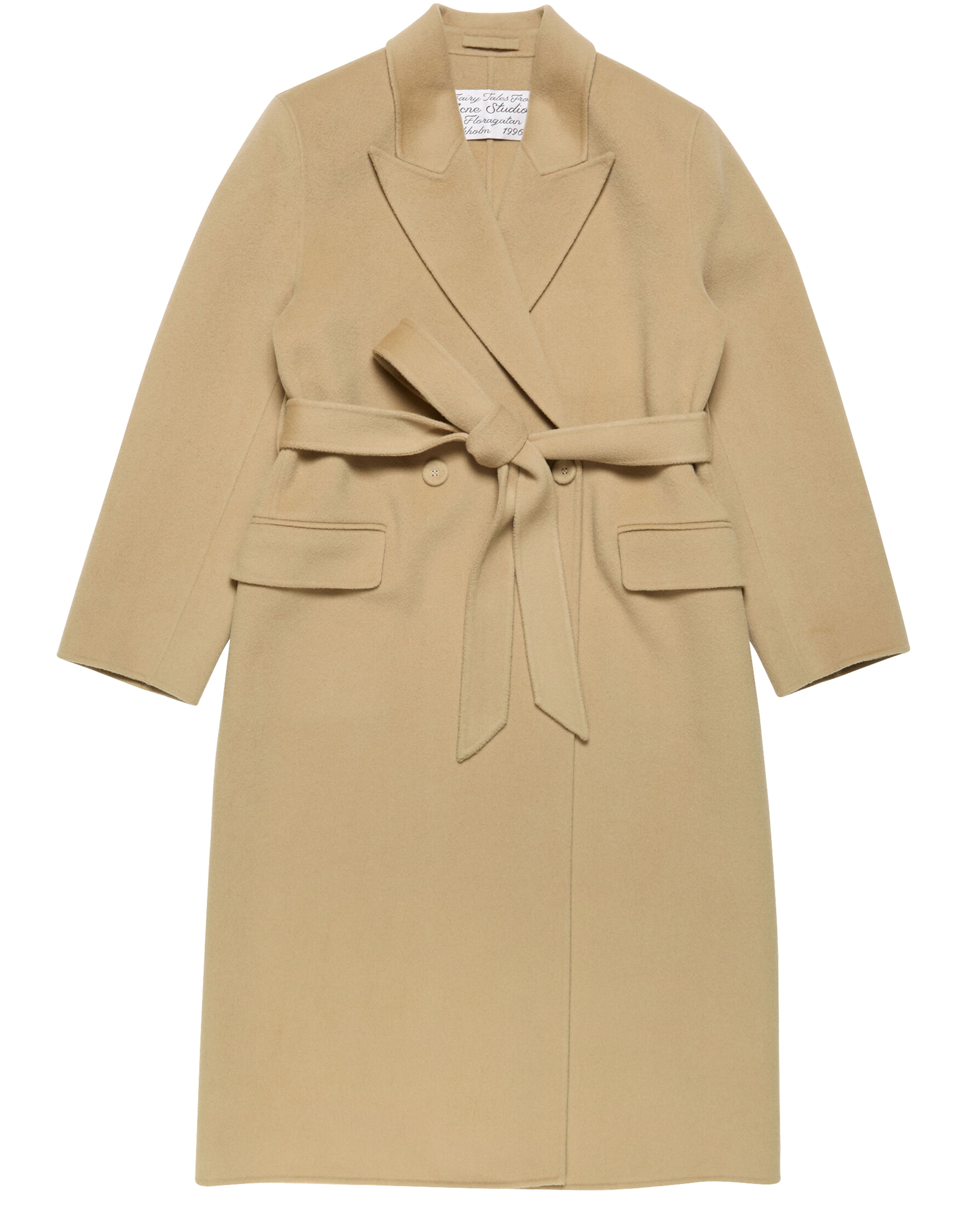 Long belted coat in cashmere blend