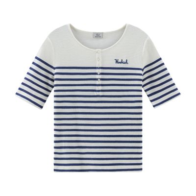 Woolrich Women Twilight Blue Stripe Size Xl In Blue
