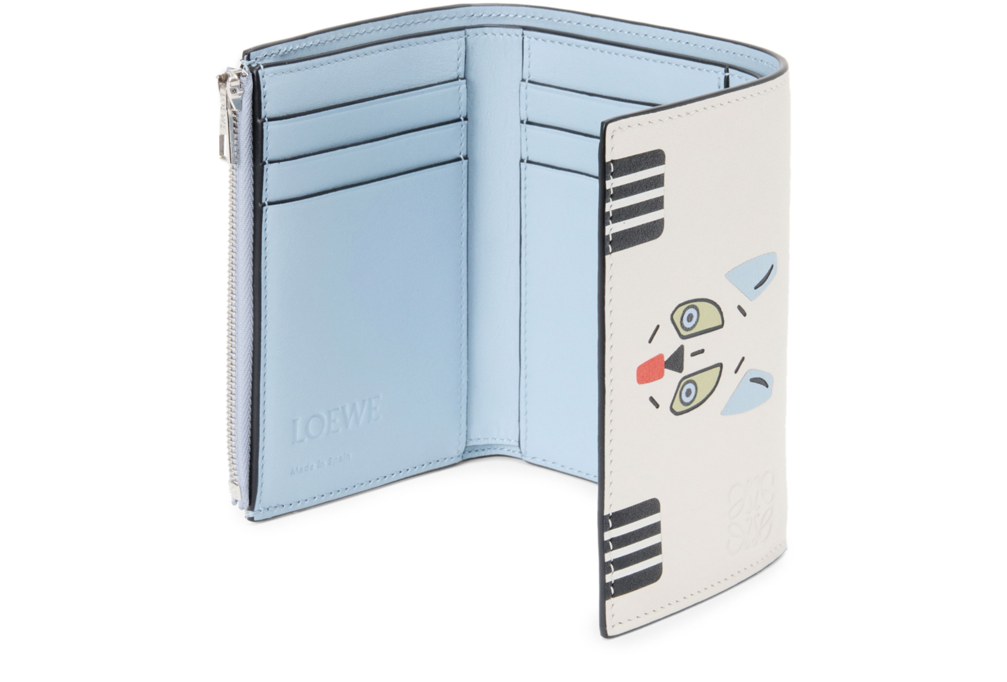 Futurist Cat small vertical wallet in classic calfskin thumbnail 6