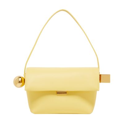 Jacquemus Le Rond Carre Leather Shoulder Bag In Yellow