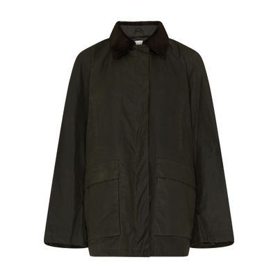 Totême Green Jacket With Corduroy Collar And Rear English Vents In Cotton Woman In Black