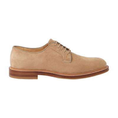 Brunello Cucinelli Refined Brown Suede Flat Shoes In Brown