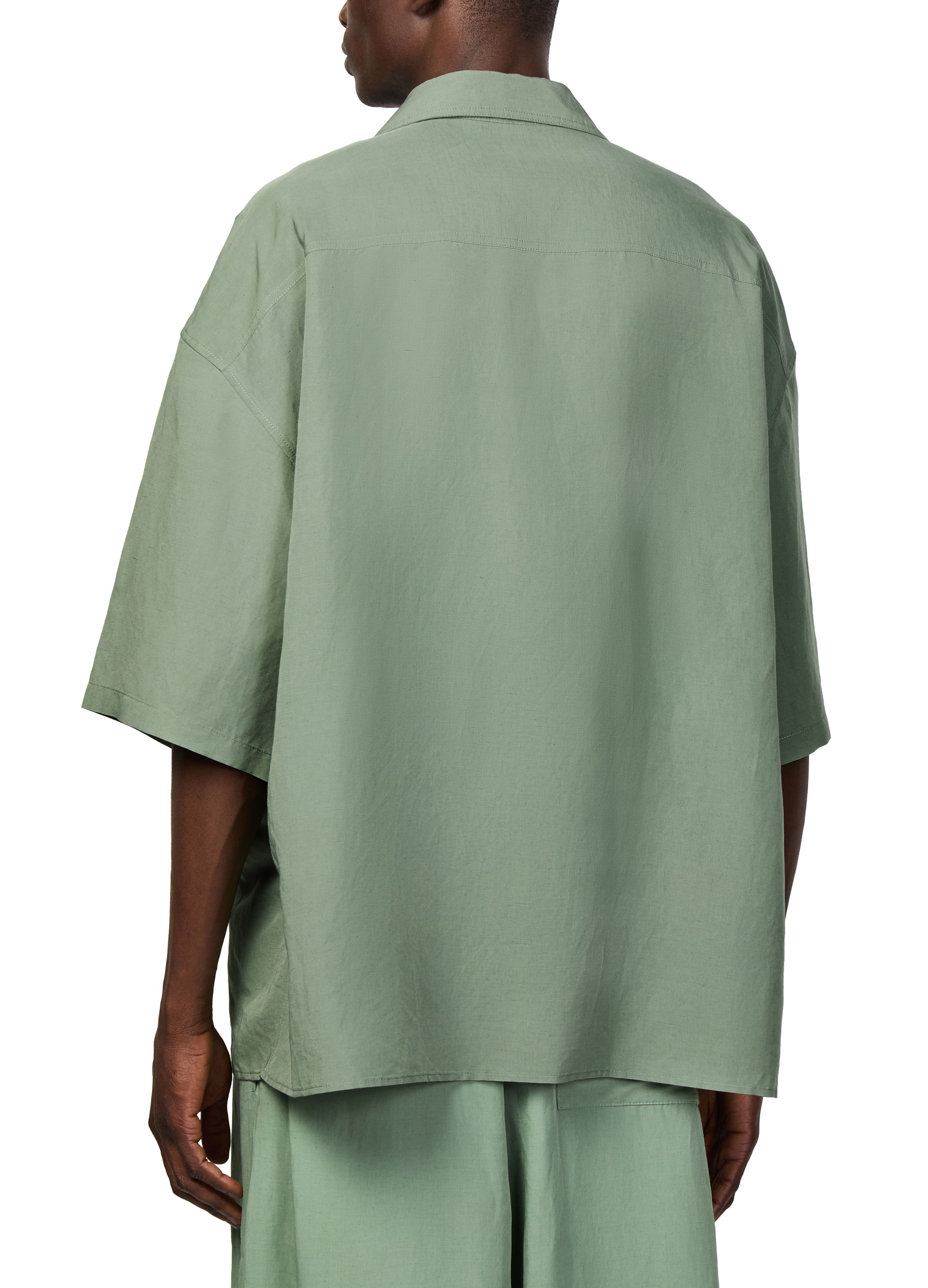 Short-sleeved linen and viscose shirt thumbnail 5