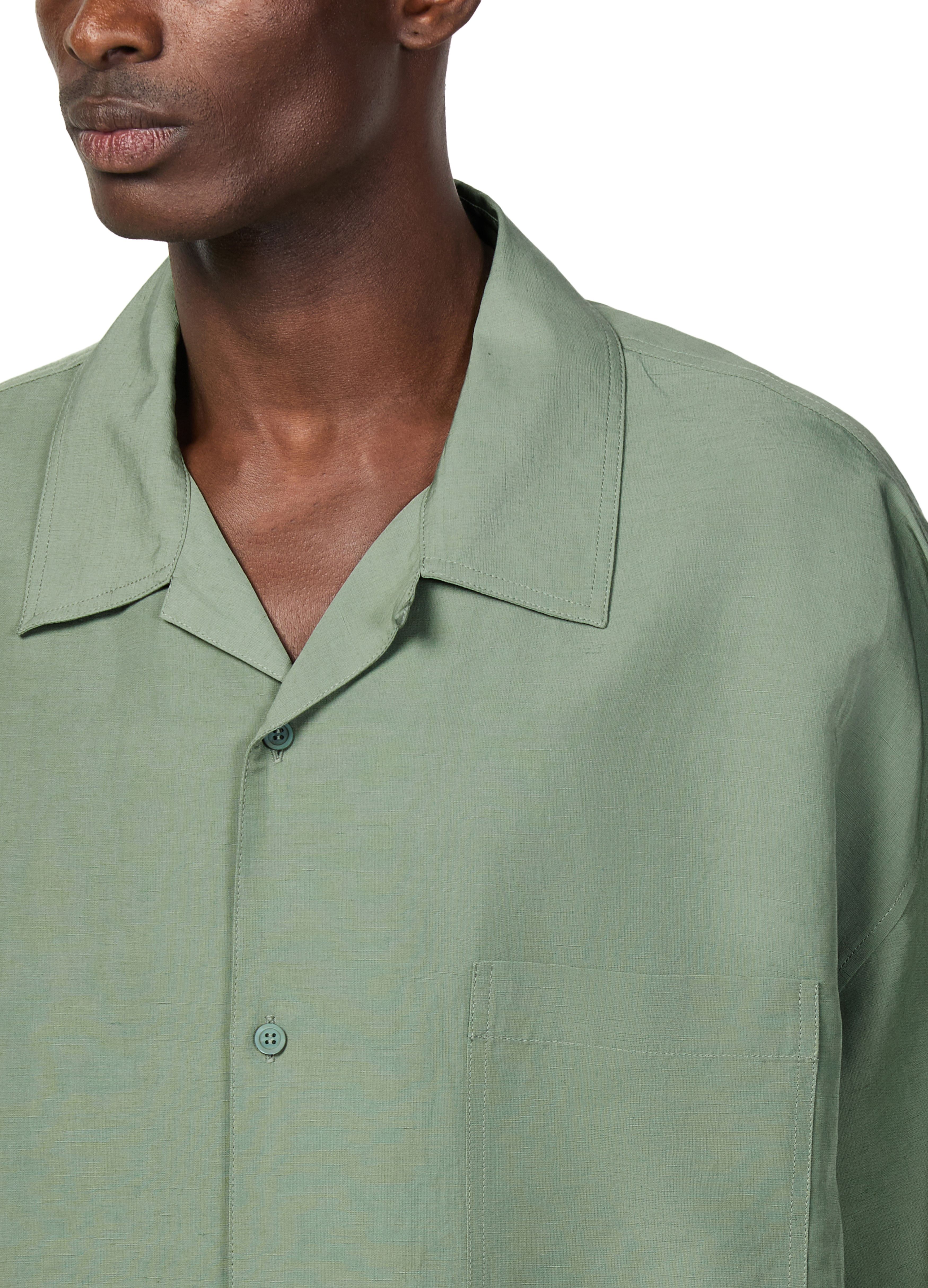 Short-sleeved linen and viscose shirt thumbnail 4
