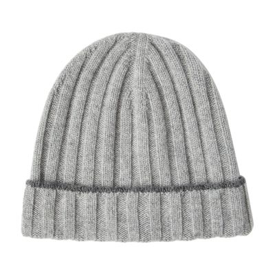 Brunello Cucinelli Cashmere Rib Knit Beanie In Grey