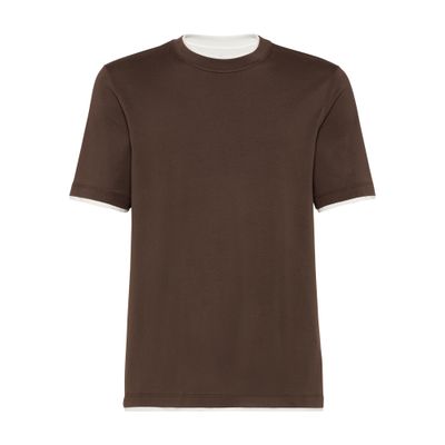 Brunello Cucinelli Men's Knitted T-shirt In Brown