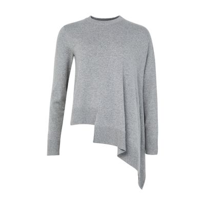Alexander Mcqueen Asymmetric Wool Cashmere Jumper In Gray