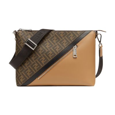 Fendi Ff Motif Printed Slim Messenger Bag In Brown