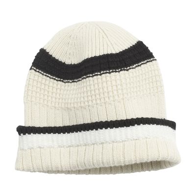 Barrie Textured Stripes Cashmere Beanie Hat In Black