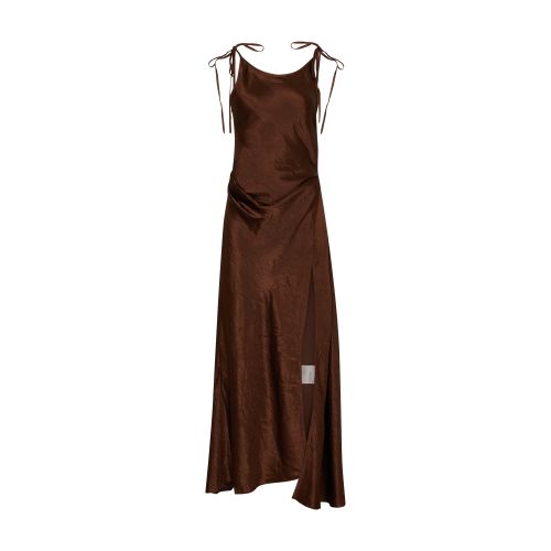 Acne Studios Wrap Midi Dress In Chocolate_brown