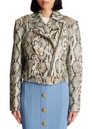 Snakeskin leather biker jacket - BALMAIN