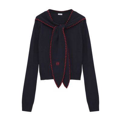Loewe Wool Scarf Jumper In Black