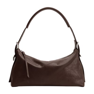 Lemaire Belted Leather Baguette Bag In Brown