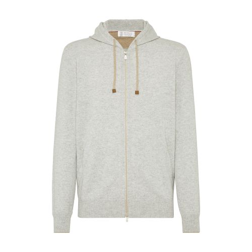 Brunello Cucinelli Men's Cashmere Sweatshirt Style Cardigan In Galet