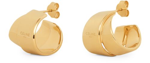 CELINE Ribbon hoops in brass with gold finish