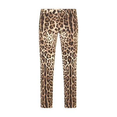 Dolce & Gabbana Leopard Print Casual Pants In Multicolor