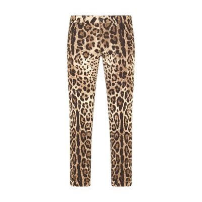 Shop Dolce & Gabbana Leopard-print Stretch Cotton Pants In Multicolor