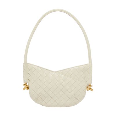 Bottega Veneta Solstice Intrecciato Baby Leather Shoulder Bag In Off-white