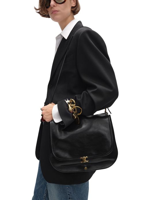 CELINE Soft triomphe besace  in supple shiny lambskin