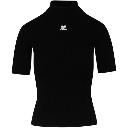 COURREGES Kurzärmeliger Pullover aus Rippstrick