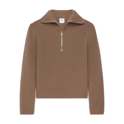 Ribbed wool trucker sweater