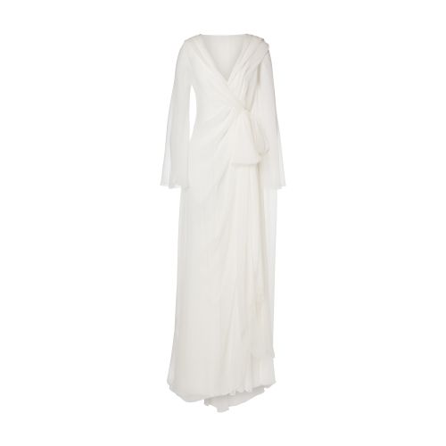 Eco-sustainable chiffon hooded dress