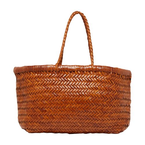 Dragon Diffusion Large Bamboo Triple Jump Chevron-weave Shoulder Bag In Brown
