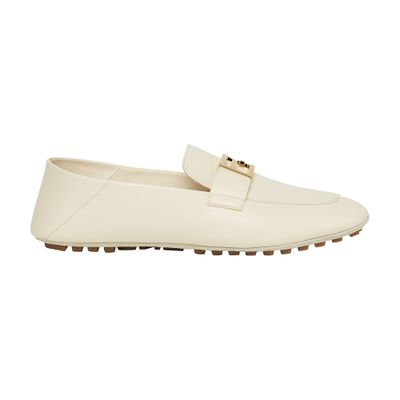 Fendi Hardware Square Toe Studded Sole Loafers In White