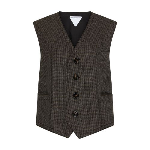 Shop Bottega Veneta Sleeveless Gilet In Brown_blue_yellow