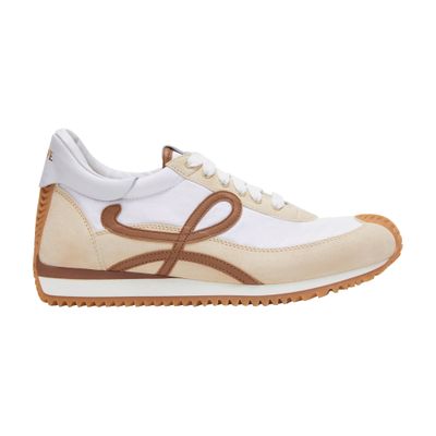 Loewe Flow Runner 2.0 Sneakers In White/brown Nylon And Suede Women In Animal Print
