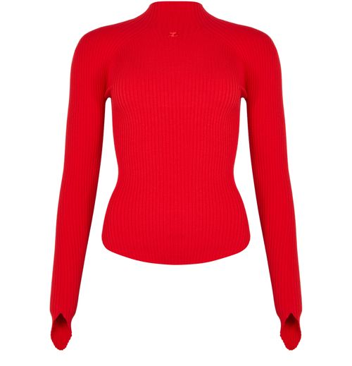 COURREGES Rippstrick-Pullover Circle mit Stehkragen