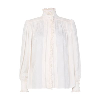 Chloé Ruffled Silk Jacquard Shirt In White