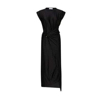 Shop Rabanne Draped Midi Dress In Black