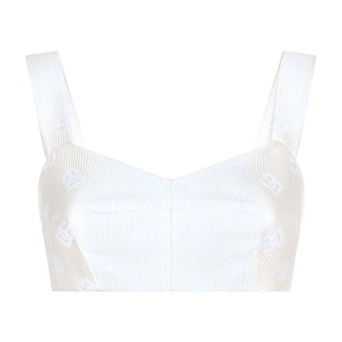 Dolce & Gabbana Logo-jacquard Cropped Top In Natural_white