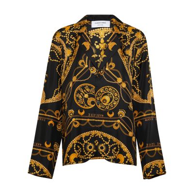 Marine Serre Chain-print Silk Shirt In Ornament Jewelry Black
