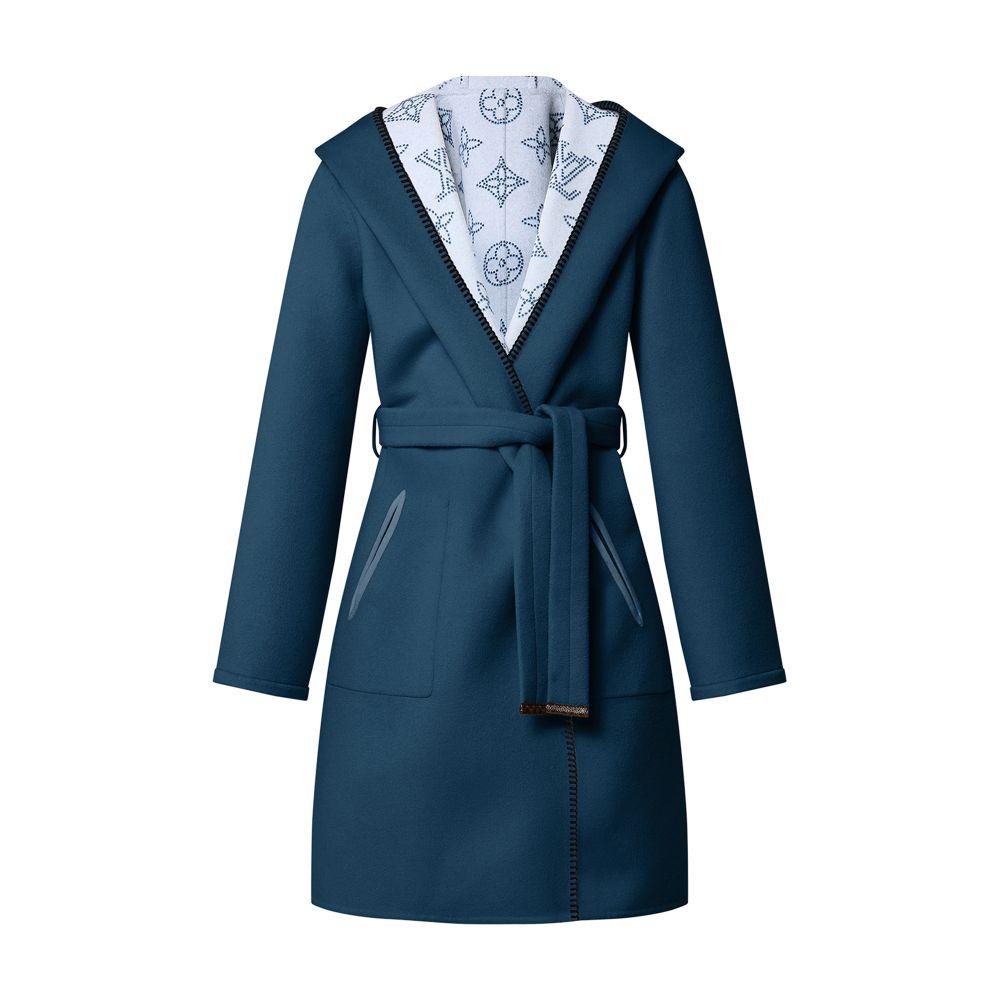 Reversible Long Hooded Wrap Coat thumbnail 3