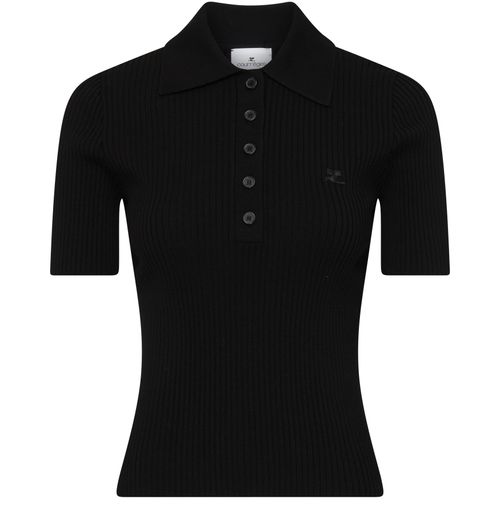 COURREGES Signature rib knit polo