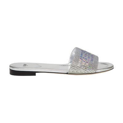 Shop Fendi Leather Slides In Argent