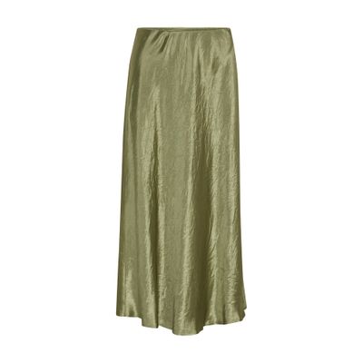 Shop Max Mara X Leisure - Alessio Satin Midi Skirt In Green