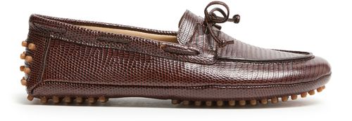 LE MONDE BERYL Driver calf snake effect leather moccasins