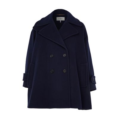 Chloé Structured Double-breasted Jacket Notched Lapels In Blue