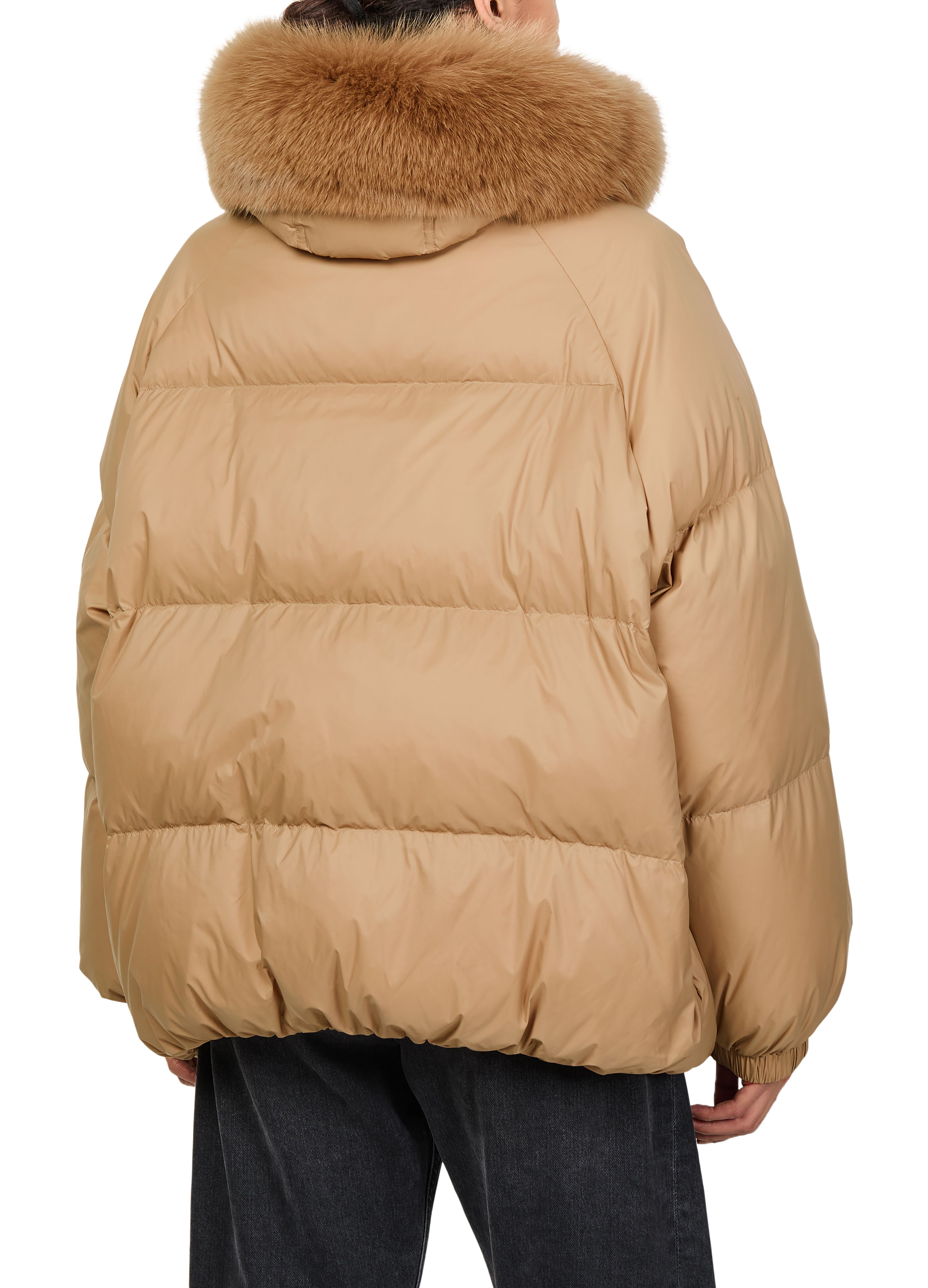 Hooded puffer jacket with a fox fur trim thumbnail 5